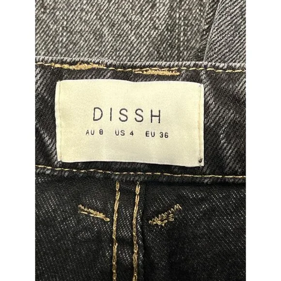 Dissh Wide Leg Jeans in Washed Black